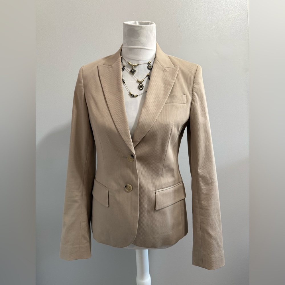 Theory Women's Tan Single-Breasted Blazer Jacket
